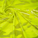 Neon Nugi Foil Printed Cationic Spandex Fabric - Metallic Camouflage Foil Print, 56" Width (1 Yard)