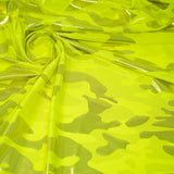 Neon Nugi Foil Printed Cationic Spandex Fabric - Metallic Camouflage Foil Print, 56" Width (1 Yard)
