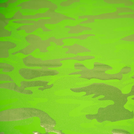 Neon Nugi Foil Printed Cationic Spandex Fabric - Metallic Camouflage Foil Print, 56" Width (1 Yard)