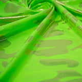 Neon Nugi Foil Printed Cationic Spandex Fabric - Metallic Camouflage Foil Print, 56" Width (1 Yard)