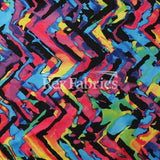 Neon Tie Dye Polyester Spandex Tricot Fabric - Tie-Dye Print, Turquoise Green/Red Orange, 58/60" Width, 240 GSM, 4-Way Stretch (1 Yard)