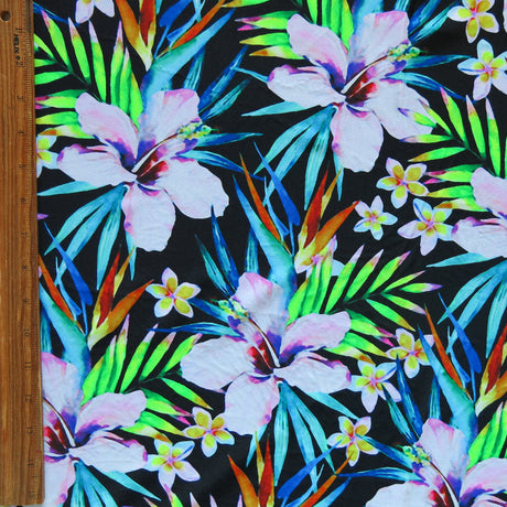 Swim Knit Nylon Spandex Neon Paradise Floral 4-Way Stretch