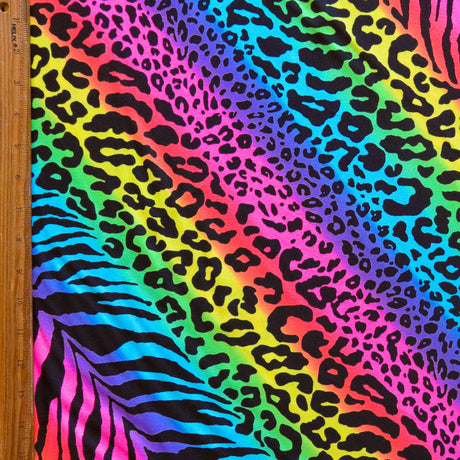 Swim Knit Poly Spandex Neon Zepard Diagonal Stripe