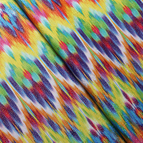Electric Ikat Polyester Spandex Fabric - Chevron Print, Blue, Multicolor Options, 58/60" Width (1 Yard)