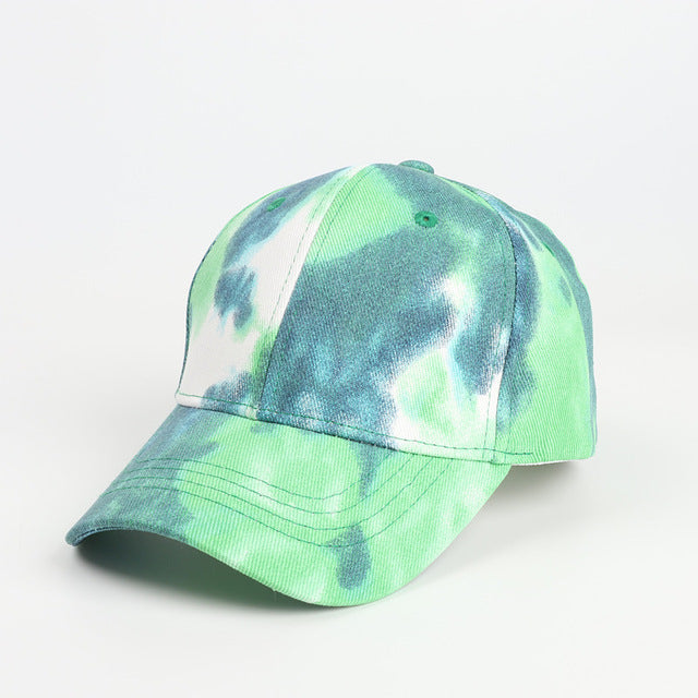 Tie Dye Cap Cotton Fabric - Mint/Grey, One Size Fits All (1 Unit)