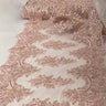 Sequin Lace Fabric With Embroideries On Mesh - Polyester Mesh, Sequin Embroidery, Scalloped Borders, 20.08" Width