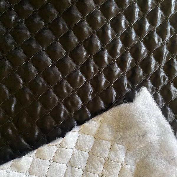 Quilted Fabric Polyester Fabric - Black/White Diamond Shape, 60" Width