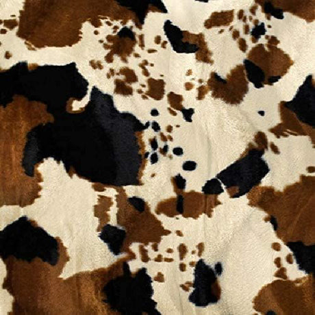 Brown Cow Velboa Faux Fur Fabric - Black And White Cow Print, 58"/60" Width (1 Yard)
