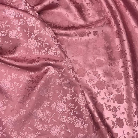 Rose Floral Jacquard Satin Fabric - Floral Jacquard, 60" Width