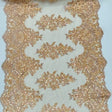 Dusty Rose Sequin Lace Fabric With Embroideries On Mesh - Dusty Rose, Embroidered Sequin Lace, Mesh Fabric