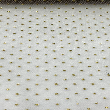 Sparkling Tulle Ribbon Roll Glitter Tulle Fabric - Gold/Silver Glitter, 6" Width, 10 Yards