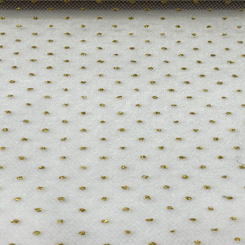 Sparkling Tulle Ribbon Roll Glitter Tulle Fabric - Gold/Silver Glitter, 6" Width, 10 Yards