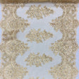 Gold Sequin Lace Fabric - Embroideries On Mesh, Gold, 54" Width