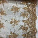 Sequin Lace Fabric With Embroideries On Mesh VT-011 - Baby Blue, Blush Peach, Burgundy, Dk Gold, Dusty Rose, Ivory, Lilac, Mauve, Navy, Pink, Red, Royal Blue, White, Yellow