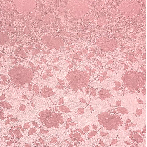 Baby Pink Rose Floral Jacquard Satin Fabric - Baby Pink Rose Floral, 60" Width