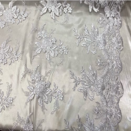 VT-17 Sequin Lace Fabric - Embroidered Mesh, Blush, Champagne, Gold, Hunter Green, Red, Silver, White