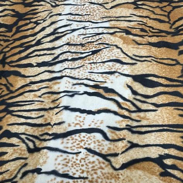 Tiger Shaggy Faux Fur Fabric - Multi-Color Tiger Stripe Pattern, Sold By The Yard