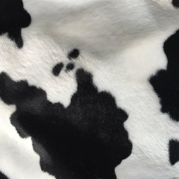 1 Yard Black & White Cow Velboa Faux Fur Fabric Soft Durable 58/60 Inch Width