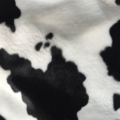 Velboa Faux Fur Fabric - Cow Animal Print, Black And White, 60" Wide