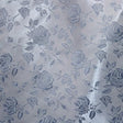 Copen Blue Rose Floral Jacquard Satin Fabric - Copen Blue Rose Floral Jacquard, 60/59" Width