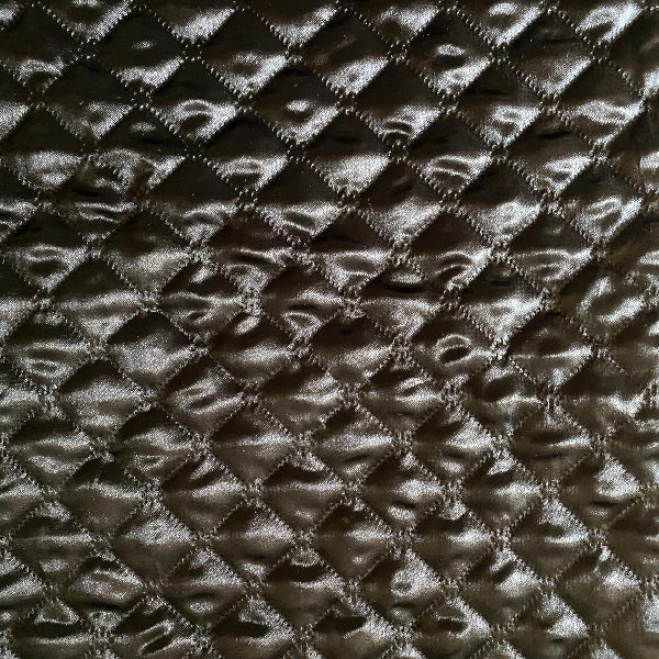 Soft And Durable Quilted Polyester Fabric - Diamond Quilted Pattern, Black, 60" Width (1 Yard)