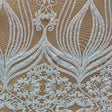 Iridescent Pink Damask Design Embroidered On Mesh Lace Fabric - Pink Damask Embroidery, Mesh Lace Fabric (1 Yard)