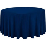 Polyester Round Tablecloth Polyester Fabric - 120" Round, Wrinkle-Resistant, Reusable, Black, Ivory, Navy, Red, Royal, White