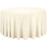 120" Round White Polyester Fabric - Wrinkle-Resistant, Reusable, Round Tablecloth