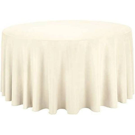 120" Round White Polyester Fabric - Wrinkle-Resistant, Reusable, Round Tablecloth
