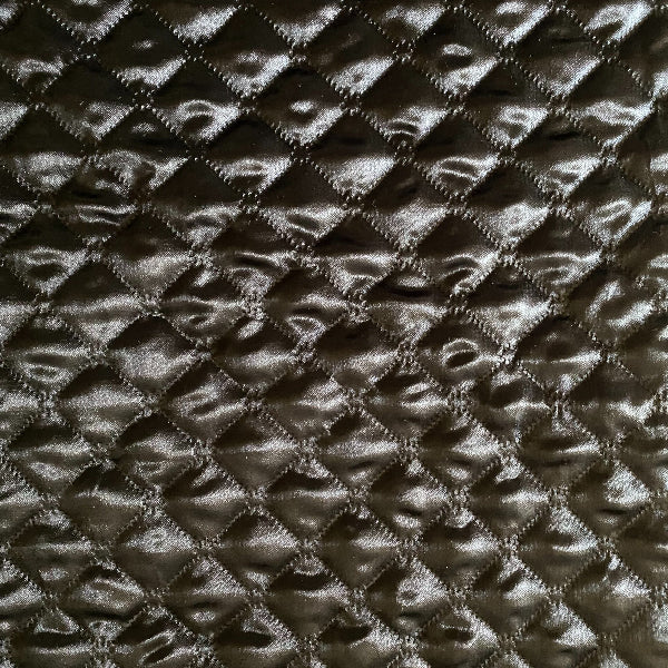 Black Polyester Fabric - Quilted Padded, Black