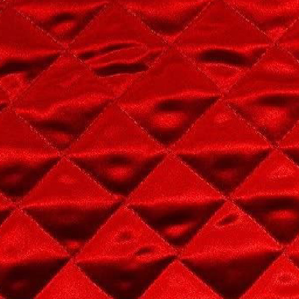 Red Polyester Fabric - Quilted Padded, Red