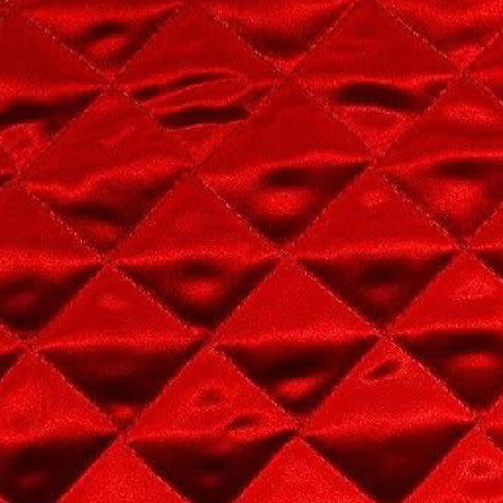 Red Polyester Fabric - Quilted Padded, Red