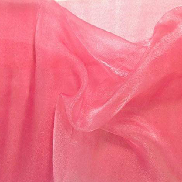 Coral Sparkle Crystal Sheer Organza Fabric - Coral Sheer Sparkle, 60" Width