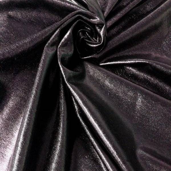 Metallic Foil Stretch Polyester Spandex Fabric - Black, Gold, Fuchsia, Purple, Red, Royal Blue, Silver, 58/60" Width