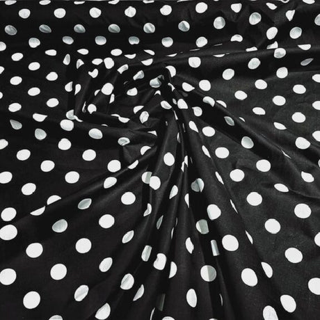 Big Polka Dot Poly Cotton Fabric - Large Dot Print, Black Red, 60" Width (1 Yard)