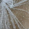 Pearl Tulle Polyester Fabric - Soft Mesh With Scattered Pearls, 58" Width
