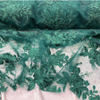 Hunter Green Sequin Lace Fabric - Embroideries On Mesh, 54" Width
