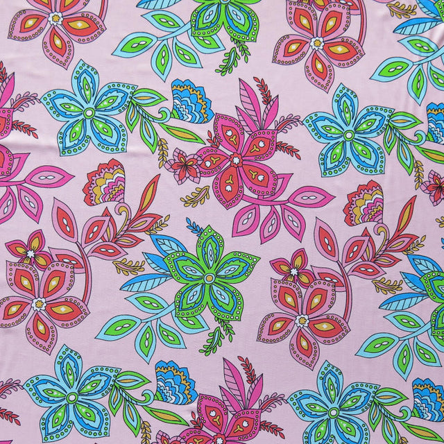 Swim Knit Nylon Spandex Floral Paisley Light Pink UPF 50+