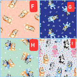 Quilting Cotton Bluey and Bingo Goodnight Bluey Family Logo Toss Disney Junior