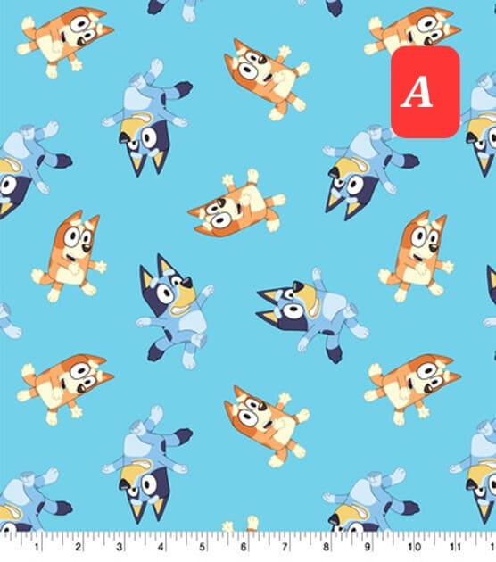 Quilting Cotton Bluey and Bingo Goodnight Bluey Family Logo Toss Disney Junior