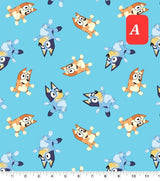 Quilting Cotton Bluey and Bingo Goodnight Bluey Family Logo Toss Disney Junior