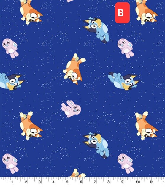 Quilting Cotton Bluey and Bingo Goodnight Bluey Family Logo Toss Disney Junior