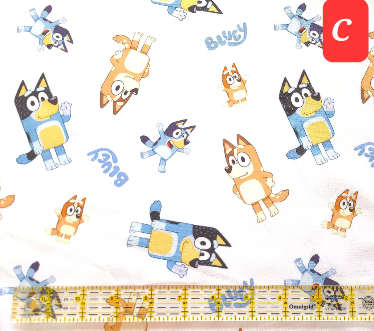 Quilting Cotton Bluey and Bingo Goodnight Bluey Family Logo Toss Disney Junior