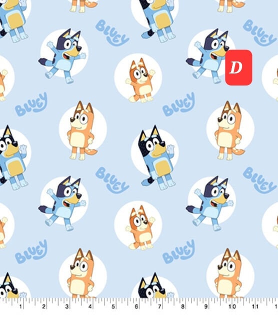 Quilting Cotton Bluey and Bingo Goodnight Bluey Family Logo Toss Disney Junior