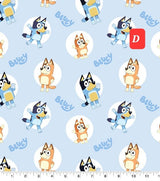 Quilting Cotton Bluey and Bingo Goodnight Bluey Family Logo Toss Disney Junior