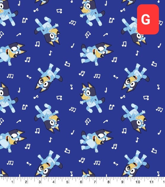Quilting Cotton Bluey and Bingo Goodnight Bluey Family Logo Toss Disney Junior