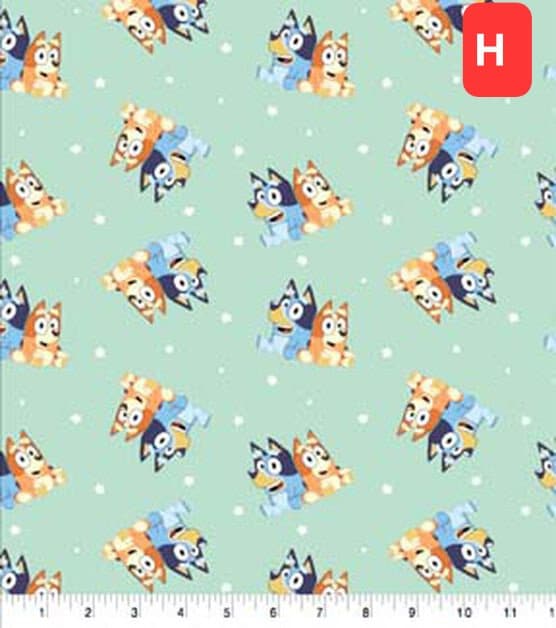 Quilting Cotton Bluey and Bingo Goodnight Bluey Family Logo Toss Disney Junior