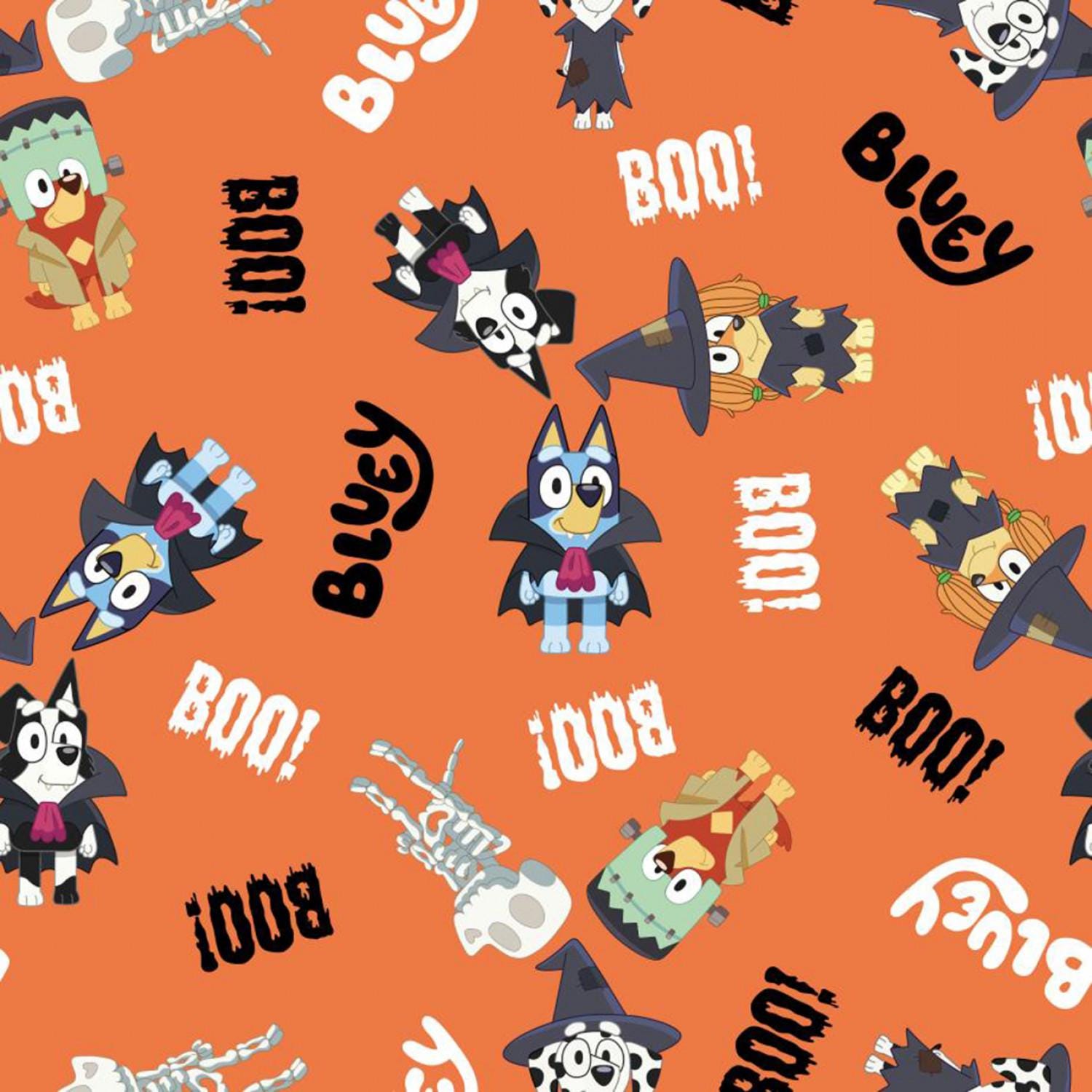 Quilting Cotton Bluey Halloween Boo Skeleton Boo Springs Creative