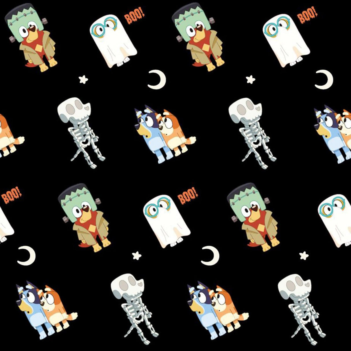 Quilting Cotton Bluey Halloween Boo Skeleton Boo Springs Creative
