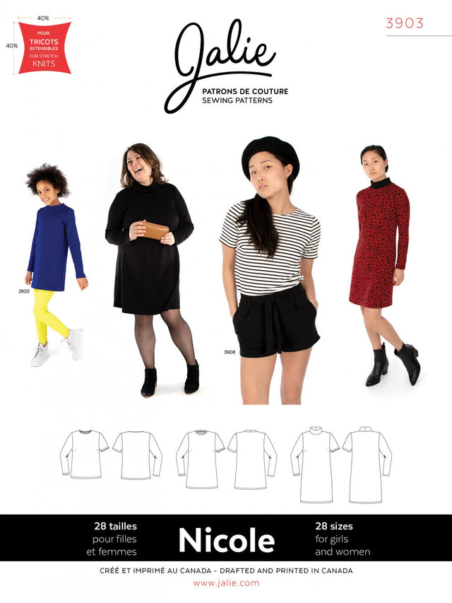 Sewing Pattern Nicole Shift Dress, Tunic and Tee by Jalie